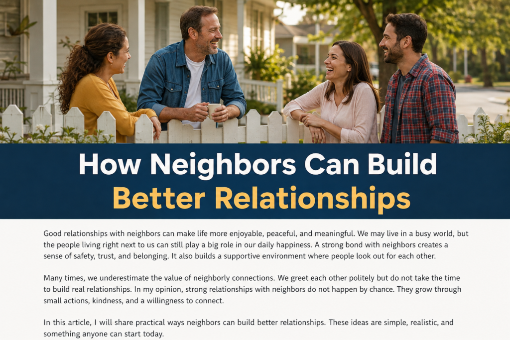 How Neighbors Can Build Better Relationships