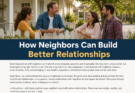 How Neighbors Can Build Better Relationships